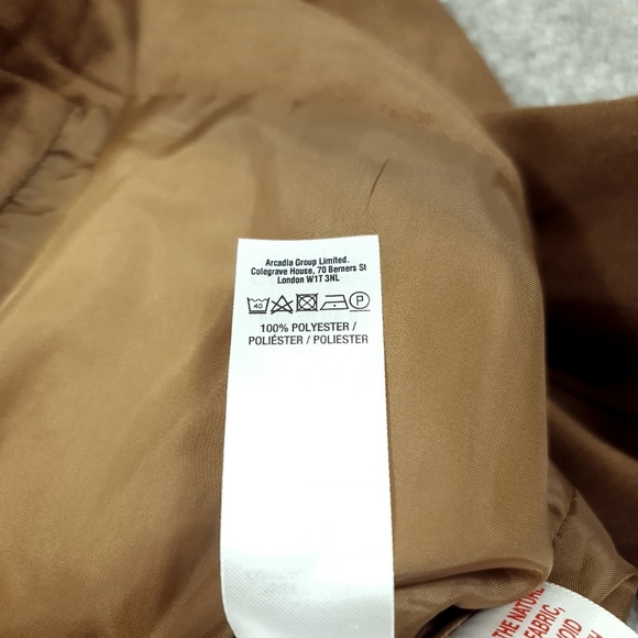 Dorothy Perkins Brown Suede Feel Long Sleeve Jacket Coat UK 12 Zip Pockets - Picture 5 of 5